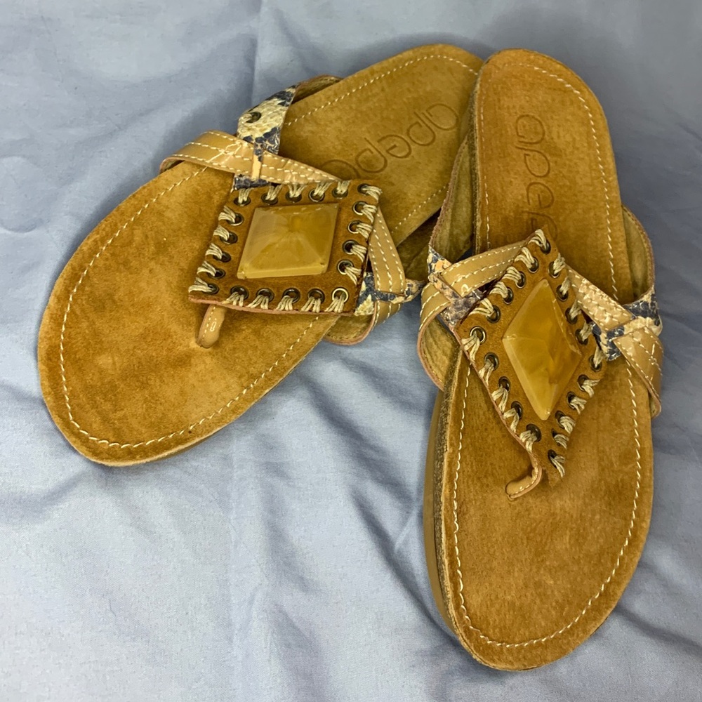 Brown Apepazza Snakeskin(fake)/Jewel Sandals